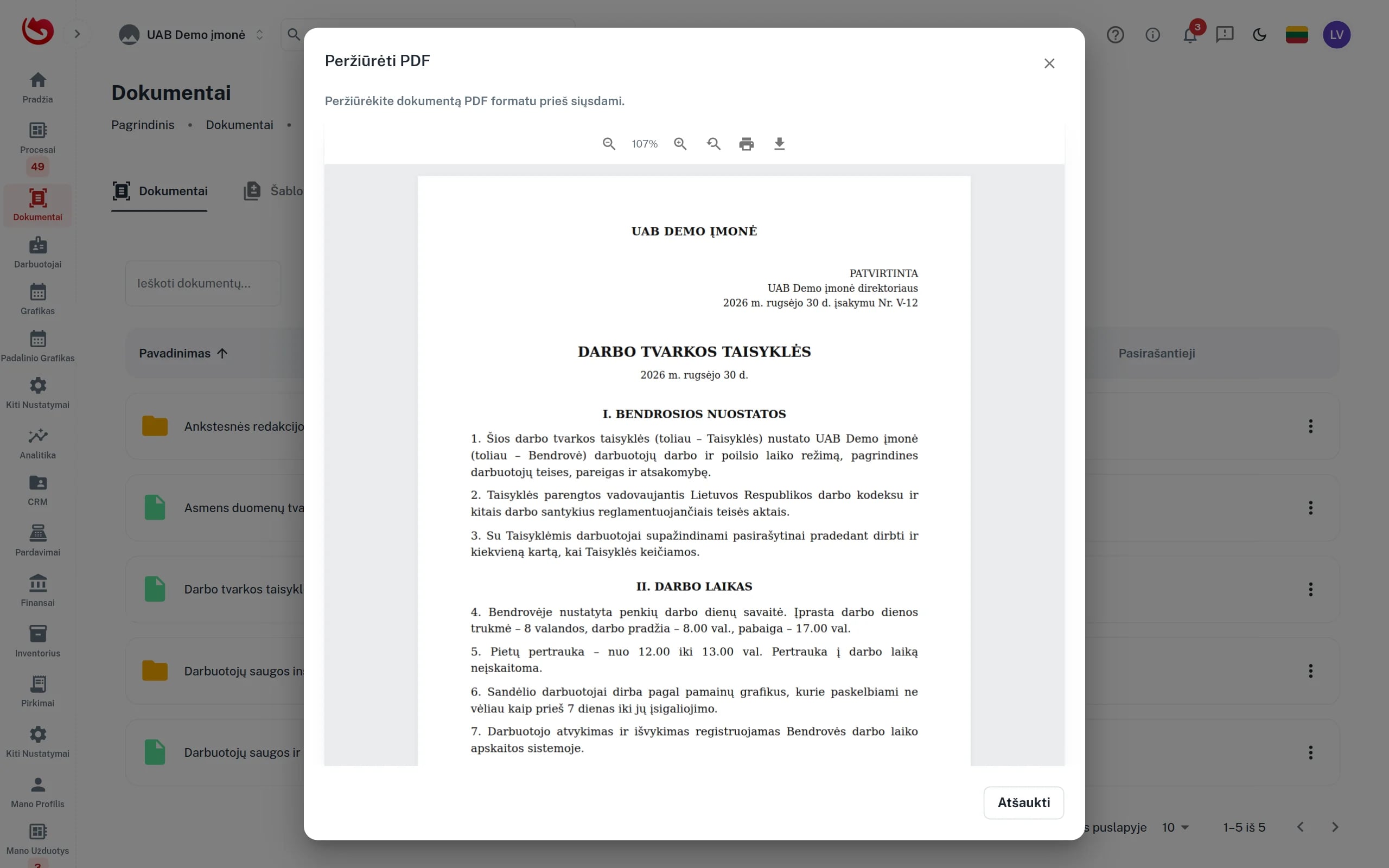 Dokumentų archyvas ir PDF peržiūra