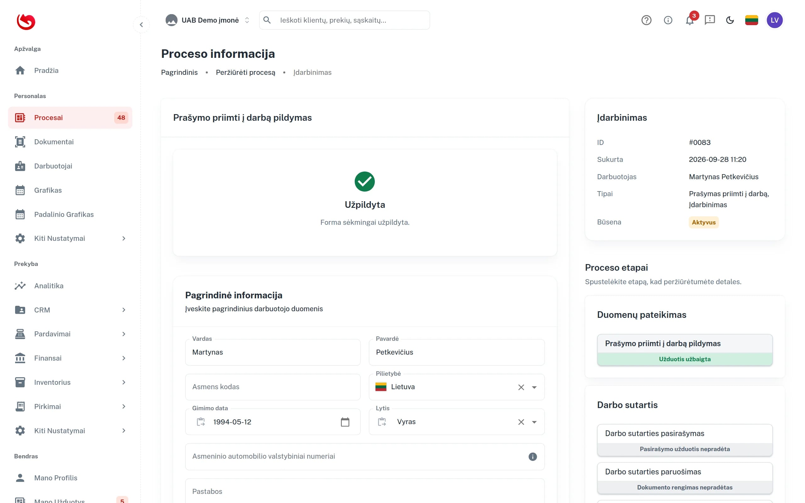 Įdarbinimo proceso etapai ir užduotys